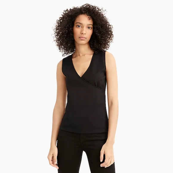 🌸Faux-wrap sleeveless tank top in ponte Black🌸 - Picture 3 of 6